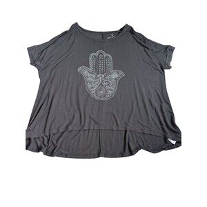 American Eagle Soft & Sexy T Hamsa Graphic Boho Off The Shoulder Sz S Oversized